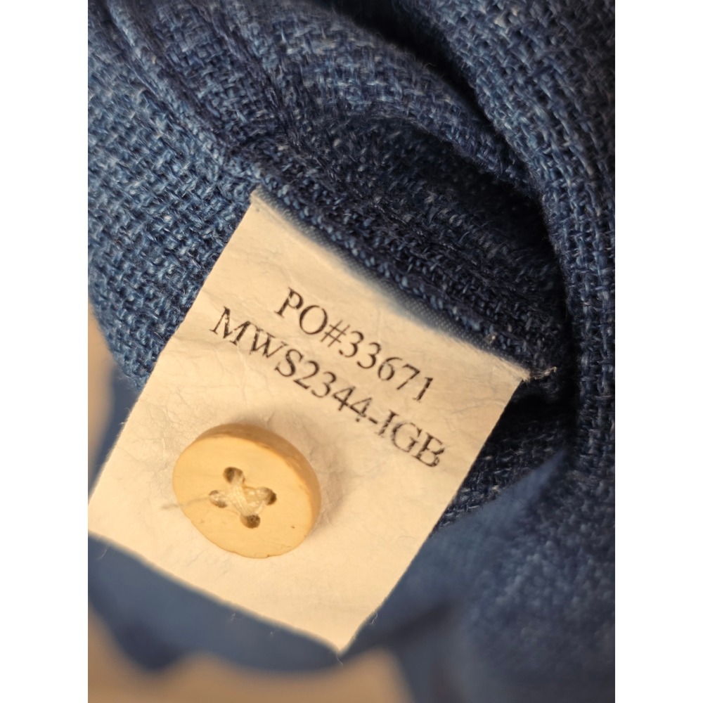 Faherty Mens Indigo Dyed Linen Short Sleeve Button Down Shirt Blue L MWS2344-IGB - Picture 6 of 6